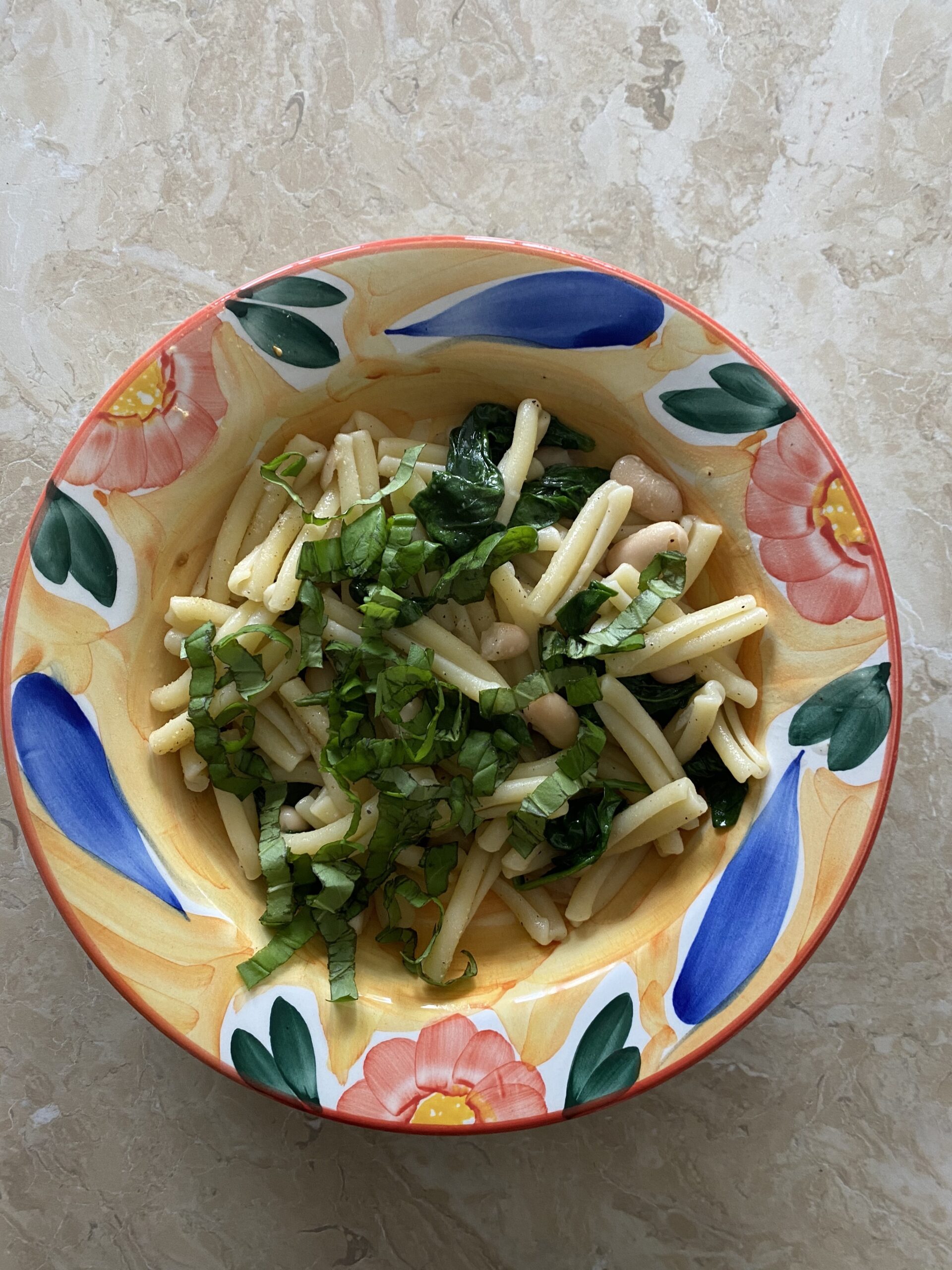 Pasta with White Beans Spinach and Basil